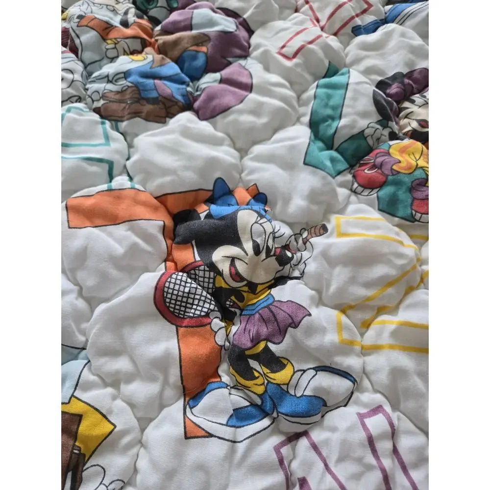 Vintage Walt Disney Mickey Mouse & Friends Alphabet Quilted Crib Blanket 37x47